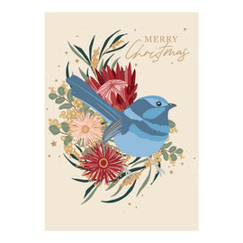 Blue Wren Christmas Card