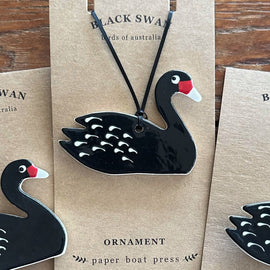 Black Swan Ceramic Ornament