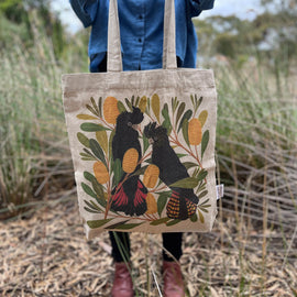 Cockatoo and Banksia Tote Bag