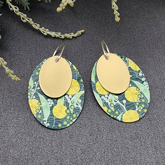 Wattle Double Oval Earrings