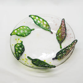 Floating Leaves Glass Plate